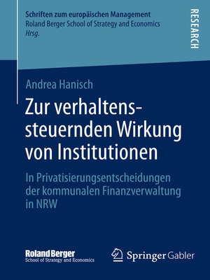 cover image of Zur verhaltenssteuernden Wirkung von Institutionen